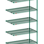 Thumbnail image #1 for Metro Super Erecta 5AN377K3 Add-On Wire Shelving Unit, 72W x 18D x 74H, 5 Shelves, Green Epoxy-Coated Finish, Microban