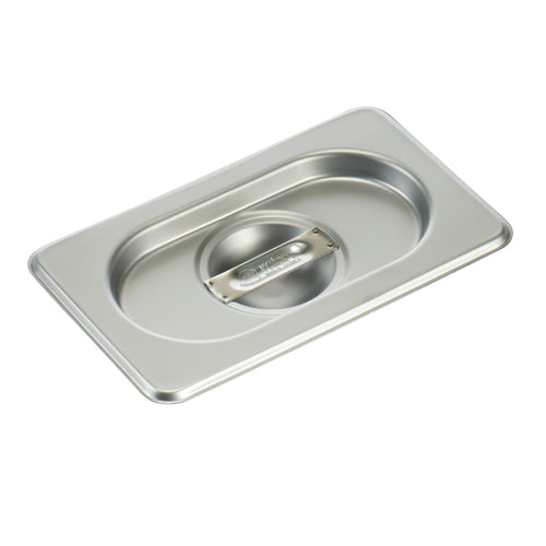 Product image #1 for Winco 1/9 GN Solid Flat Steam Table Pan Cover with Handle, 18/8 Stainless Steel