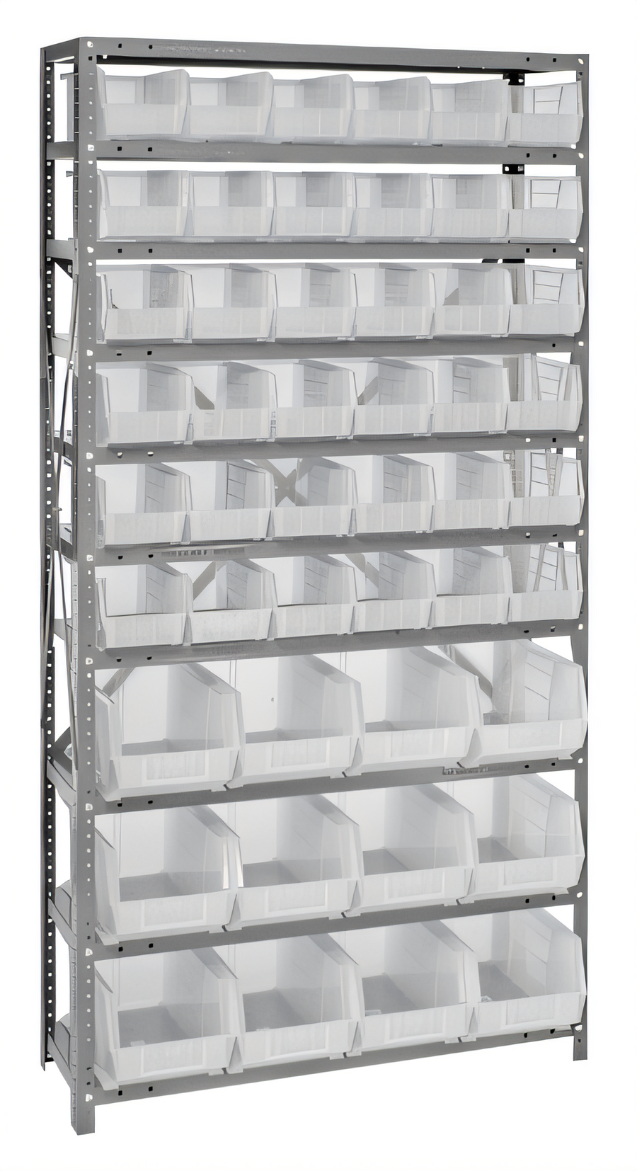 Product image #1 for Quantum Heavy Duty Wire Shelving Unit with 10 Shelves, 48 Clear Bins, 36 x 12 x 75 Inches