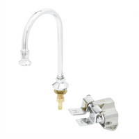 T&S Brass Floor-Mounted Double Pedal Valve with 5-13/16 Inch Swivel Gooseneck and 2.2 GPM Rosespray Outlet