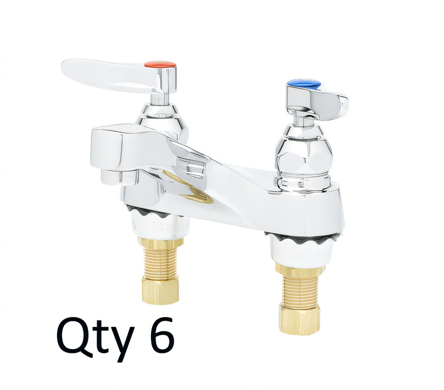Product image #1 for T&S Brass Deck-Mount Lavatory Faucet with Fixed Spout, Aerator, 4-Inch Adjustable Centers, and 1/2-Inch NPSM Male Shanks