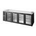 Thumbnail image #1 for True Premier Bar Four-Section Refrigerated Back Bar Cooler with Locking Glass Doors, 108-Inch, Stainless Steel Top