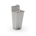 Thumbnail image #1 for John Boos Pro-Bowl PBHS-F-1410-FV2-T-X Floor-Mount Pedestal Hand Sink with Faucet and Foot Valves, Stainless Steel, 14 x 10 x 5-Inch Bowl