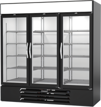 Beverage-Air MarketMax 3-Section Reach-In Glass Door Refrigerated Merchandiser, 70.19 Cu. Ft., Black, Bottom-Mounted