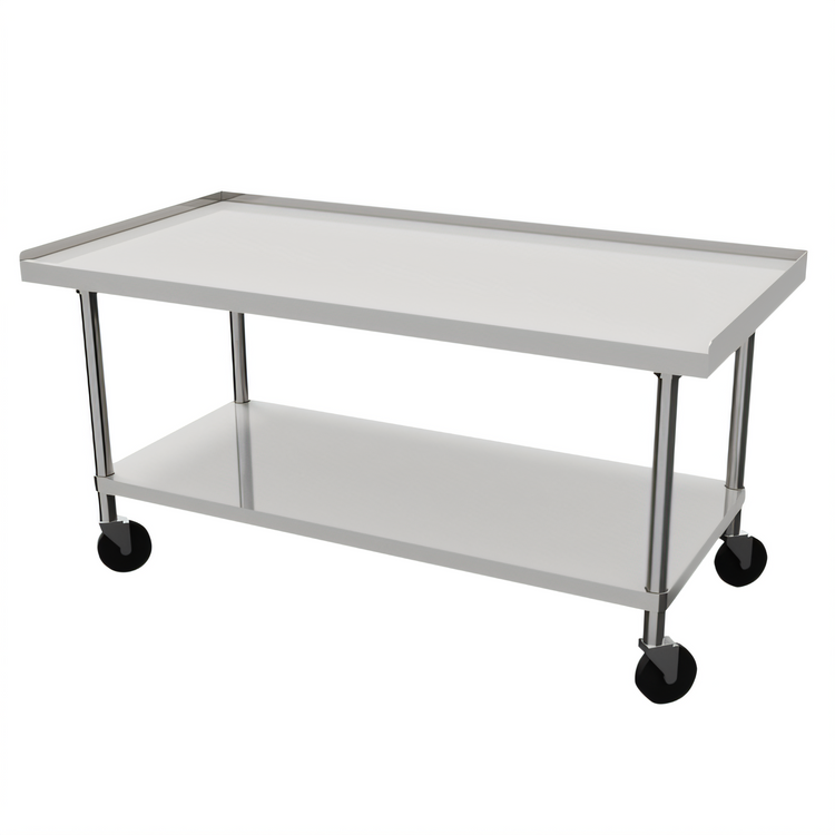Product image #1 for Ovention Stainless Steel Equipment Stand with Adjustable Undershelf, No-Drip V-Edge, Splash and Casters, 24-Inch H x 60-Inch W