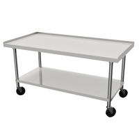 Ovention Stainless Steel Equipment Stand with Adjustable Undershelf, No-Drip V-Edge, Splash and Casters, 24-Inch H x 60-Inch W