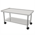 Thumbnail image #1 for Ovention Stainless Steel Equipment Stand with Adjustable Undershelf, No-Drip V-Edge, Splash and Casters, 24-Inch H x 60-Inch W
