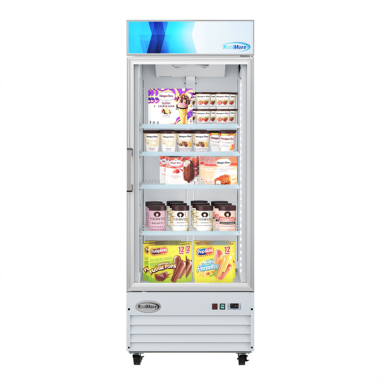 Product image #1 for KoolMore 31-Inch Single-Section Reach-In Glass Door Merchandiser Freezer, 23 Cu. Ft., White