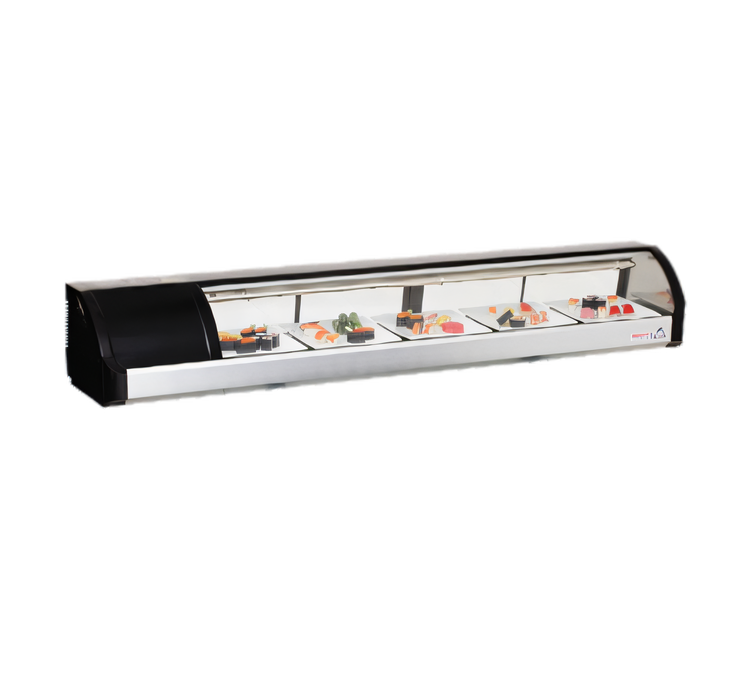 Product image #1 for Everest Refrigeration 71-Inch Countertop Curved-Glass Sushi Case with Left-Mounted Self-Contained Refrigeration