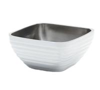 Vollrath Square Double Wall Insulated Serving Bowl, 3.2 Quart, Pearl White with Satin Stainless Steel Interior