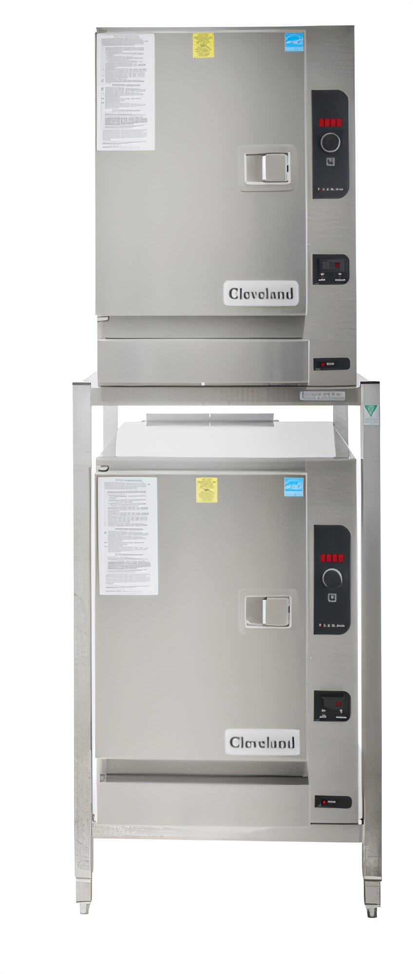 Product image #1 for Cleveland SteamChef 6 Double-Stacked Boilerless Gas Convection Steamer with Equipment Stand