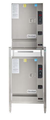 Cleveland SteamChef 6 Double-Stacked Boilerless Gas Convection Steamer with Equipment Stand