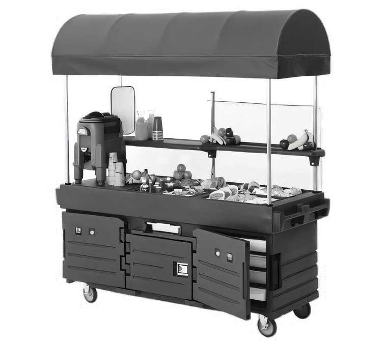 Product image #1 for Cambro CamKiosk Mobile Food Cart with Canopy, 4 Pan Wells