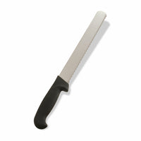 Crestware 10-Inch Serrated Slicer Knife with High Carbon German Steel Blade and Black Polypropylene Handle