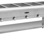 Thumbnail image #1 for Serv-Ware SWGST-5 5-Bay Natural Gas Open-Well Commercial Steam Table, Stainless Steel, with 7-Inch Cutting Board