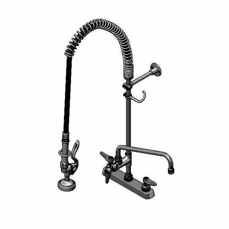 Product image #1 for EasyInstall Workboard Deck-Mount Pre-Rinse Add-On Faucet with 12-Inch Swing Nozzle, 16-Inch Riser, and 1.42 GPM Spray Valve