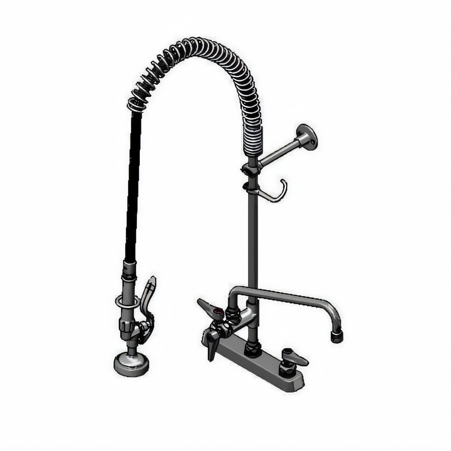 Product image #1 for EasyInstall Workboard Deck-Mount Pre-Rinse Add-On Faucet with 12-Inch Swing Nozzle, 16-Inch Riser, and 1.42 GPM Spray Valve