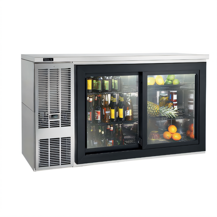 Product image #1 for Perlick 60-Inch Two-Section Sliding Glass Door Refrigerated Back Bar Cabinet with Side-Mount Refrigeration