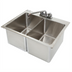 Thumbnail image #1 for Heavy Duty Two-Compartment Drop-In Stainless Steel Sink with 10 x 14 x 10 Inch Bowls