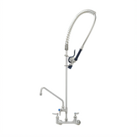 EverSteel Stainless Steel 8-Inch Adjustable Centers Wall Mount Pre-Rinse Unit with Mixing Faucet, 12-Inch Swing Nozzle and 44-Inch Hose