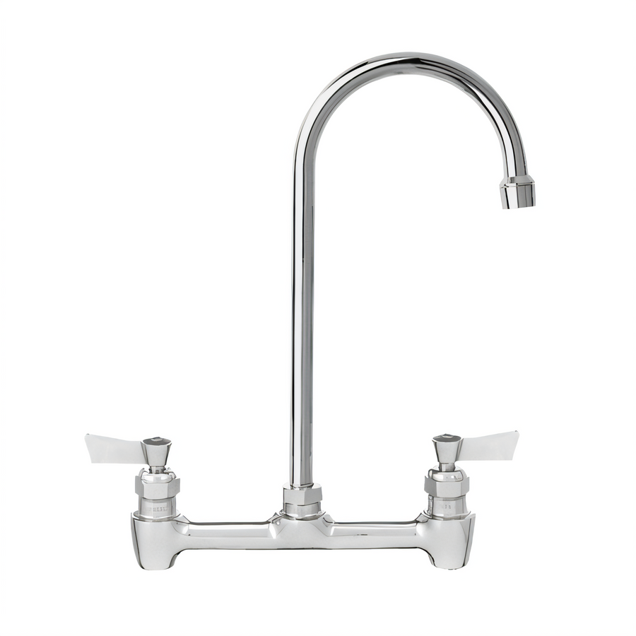 Product image #1 for Fisher 8-Inch Center Backsplash Mount Commercial Faucet with 6-Inch Gooseneck Swivel/Rigid Spout