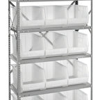 Thumbnail image #1 for Quantum QSBU-260CL Heavy-Duty Wire Shelving Unit, 6 Shelves, 15 Clear Bins, 400 lb. Per Shelf, 18"D x 36"W x 75"H