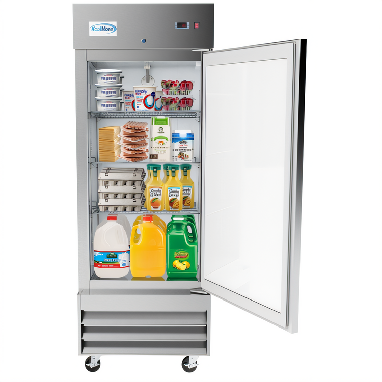 Product image #1 for KoolMore 29-Inch One-Section Reach-In Refrigerator, 15.5 Cu. Ft., Bottom-Mount, Stainless Steel, Solid Door