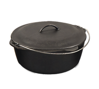 Alegacy Cast Iron Round Dutch Oven with Lid and Carry Handle, 7 Qt., 12-Inch, Black