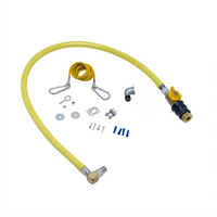 T&S Brass 48-Inch Plastic Coated Stainless Steel Gas Appliance Connector Hose with Quick Disconnect Valve and Restraining Cable Kit
