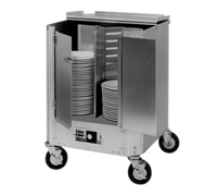 Heated Dish Dolly, 180 Plate Capacity, Enclosed Hinged Doors, Aluminum, 120V