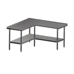 Thumbnail image #1 for John Boos ST4R1.5-L3060SSK L-Shaped Stainless Steel Corner Work Table, 14-Gauge 300 Series Top, Adjustable Undershelf, 1-1/2-Inch Rear Up-Turn