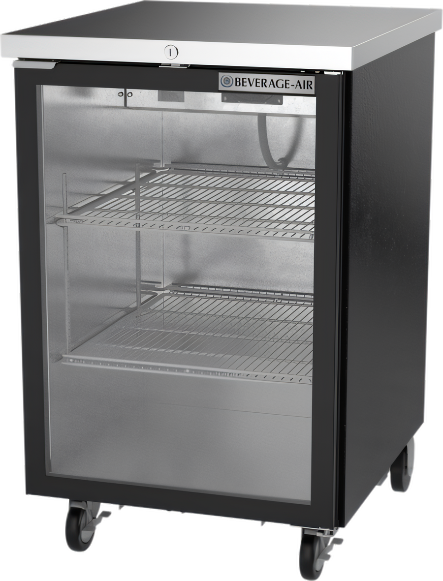 Product image #1 for Beverage Air 24-Inch Food-Rated Back Bar Cooler, 7.66 Cu. Ft., One Glass Door, Rear-Mounted Self-Contained Refrigeration