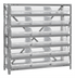 Thumbnail image #1 for Quantum Heavy-Duty Stationary Wire Shelving Unit with 7 Shelves and 18 Clear Bins, 36 x 18 x 39 Inches