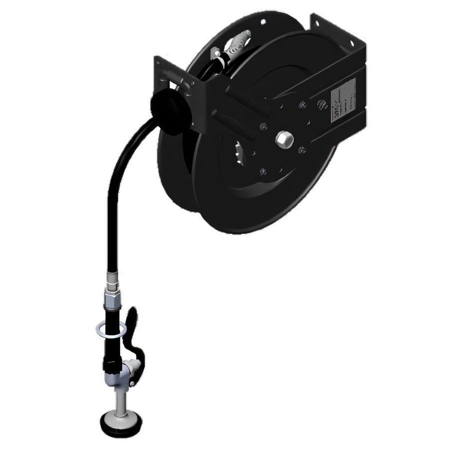 Product image #1 for equip Open Black Powder-Coated Steel Retractable Hose Reel with 35-Foot Hose and Spray Valve