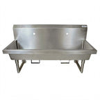 Thumbnail image #1 for BK Resources MSHS-48W1B 48-Inch Two-Station Wall-Mounted Stainless Steel Hand Wash Sink, 8-Inch Deep Bowl, Knee Valve Bracket