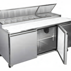 Thumbnail image #1 for Hurakan by Equip.me 71-Inch 2-Door Pizza Prep Table with Stainless Steel Exterior