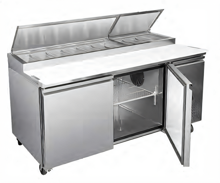 Product image #1 for Hurakan by Equip.me 71-Inch 2-Door Pizza Prep Table with Stainless Steel Exterior
