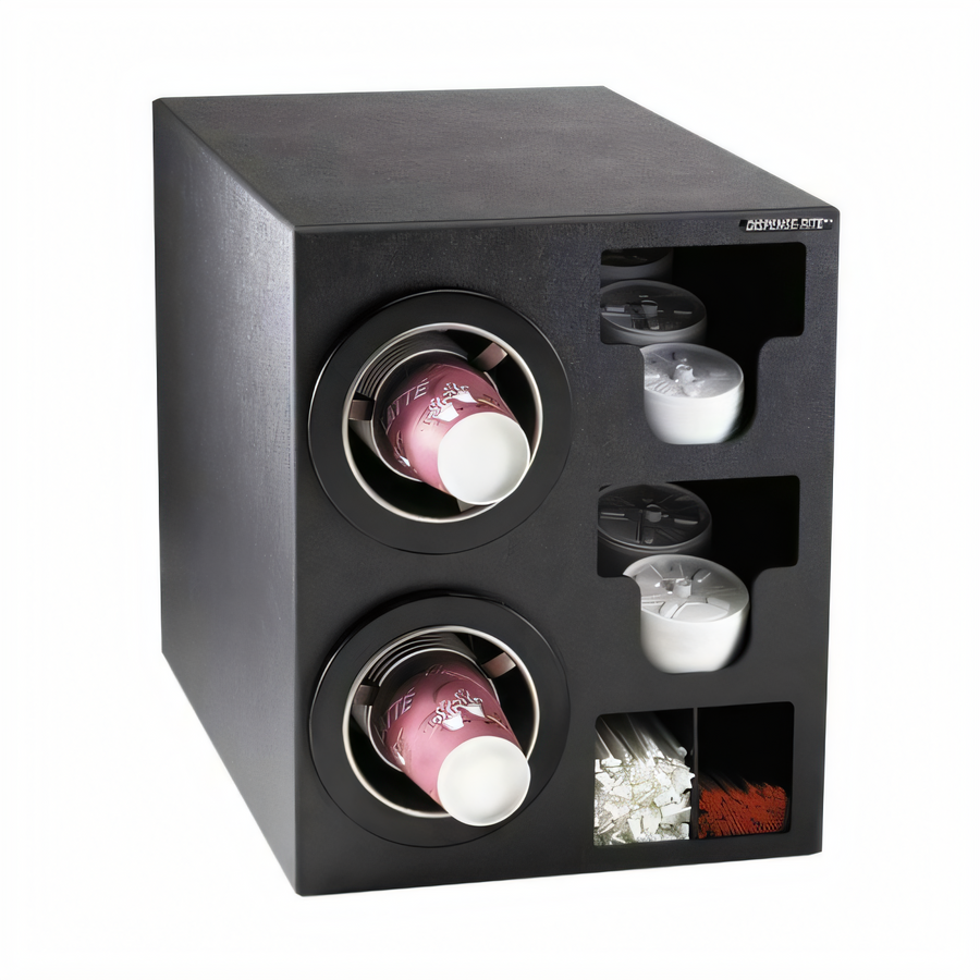 Product image #1 for Countertop Combination Cup Dispensing Cabinet with 2 Adjustable Dispensers and Lid/Straw Storage
