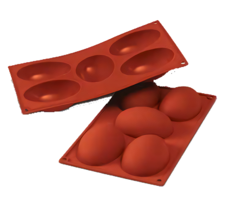Product image #1 for Silikomart Half Egg Silicone Mold, 5-Cavity, Red