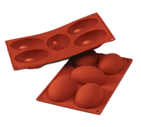 Silikomart Half Egg Silicone Mold, 5-Cavity, Red