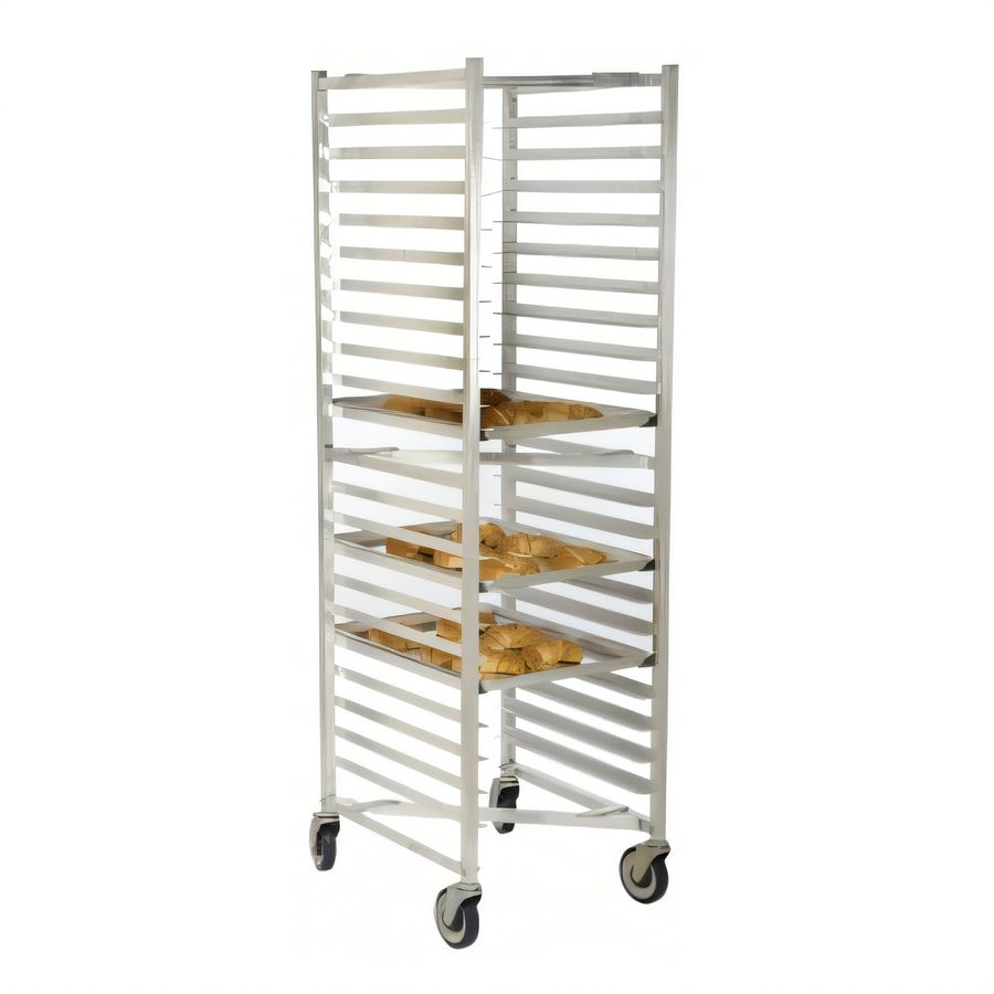 Product image #1 for Full-Size Mobile Aluminum Square-Top Nesting Sheet Pan Rack with 20 Slides