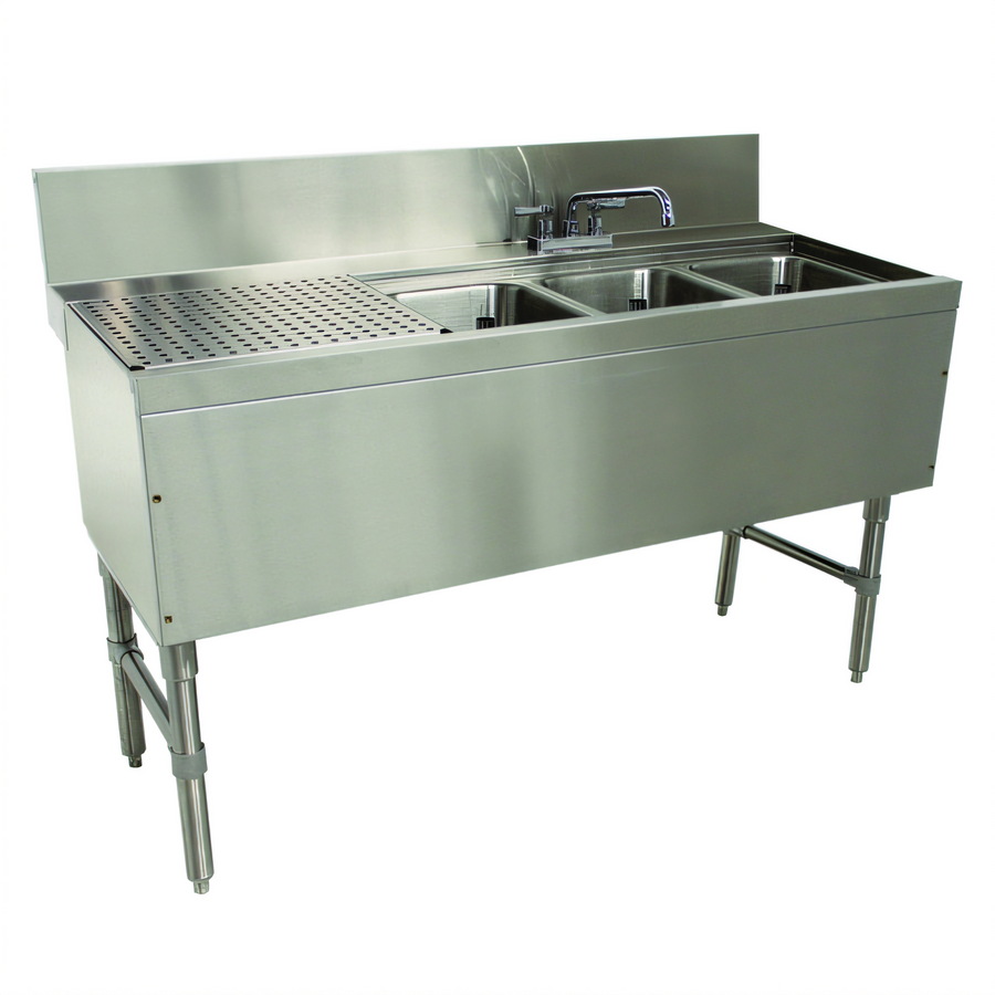 Product image #1 for Advance Tabco Prestige Supreme 3-Compartment Underbar Sink Unit with Left Drainboard and Deck Mount Faucet
