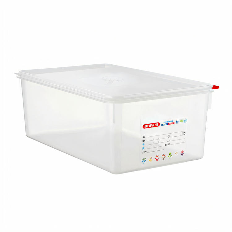 Product image #1 for Araven Gastronorm GN 1/1 29.6 Qt Clear Polypropylene Food Storage Container with Airtight Lid