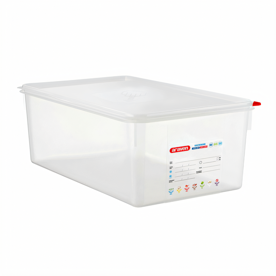 Product image #1 for Araven Gastronorm GN 1/1 29.6 Qt Clear Polypropylene Food Storage Container with Airtight Lid
