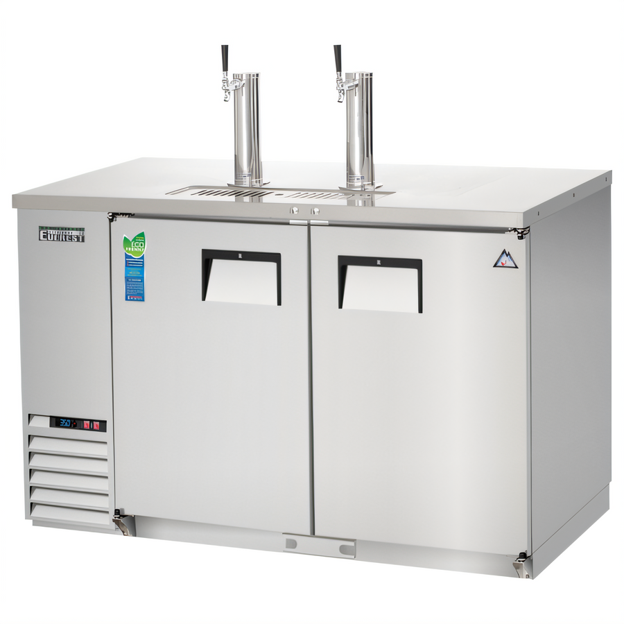 Product image #1 for Everest Refrigeration EBD2-SS Two-Section Direct Draw Keg Refrigerator, 57-3/4-Inch Wide, Stainless Steel, 2 Half-Barrel Capacity