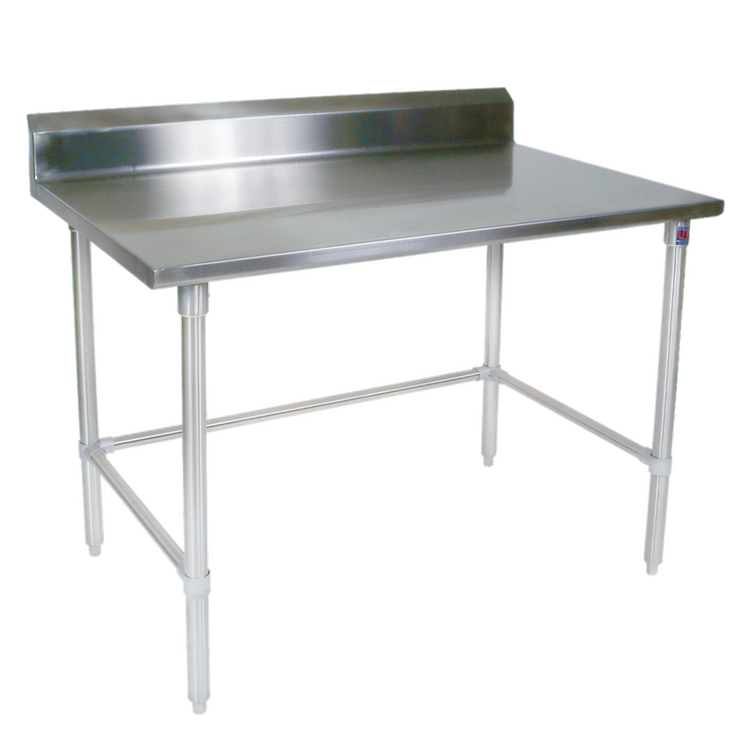 Product image #1 for John Boos Stallion 24" x 30" 14-Gauge Stainless Steel Work Table with 5" Backsplash, Safety Edge and Galvanized Base