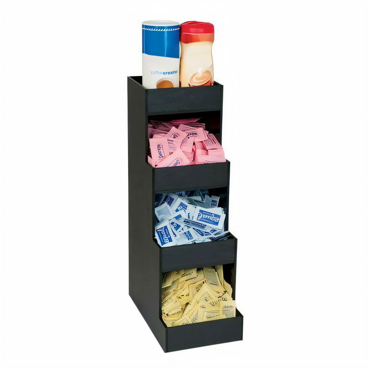 Product image #1 for Dispense-Rite Vertical Countertop 4-Compartment Condiment Organizer, Black Polystyrene