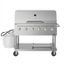 Thumbnail image #1 for 48-Inch 6-Burner Mobile Commercial Outdoor Propane Gas Grill with Roll Dome Cover