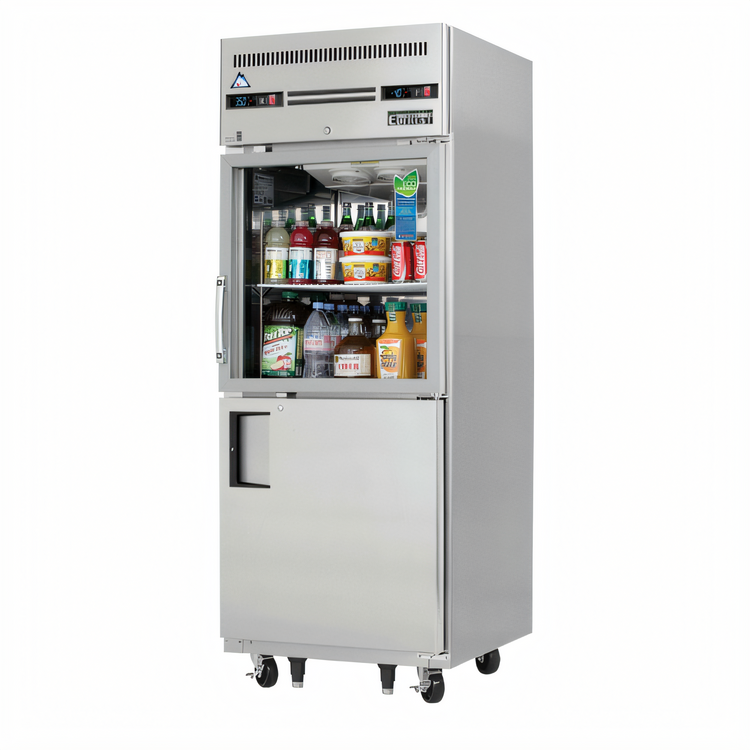 Product image #1 for Everest ES Series One-Section Dual Temperature Reach-In Refrigerator/Freezer Combo with Glass and Solid Half Doors