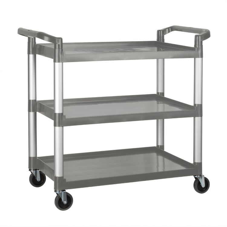 Product image #1 for Winco 3-Tier Gray Plastic Utility Bus Cart, 400 lb Capacity